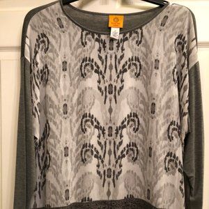 Ruby Road Women's Grey Print Blouse, NWOT